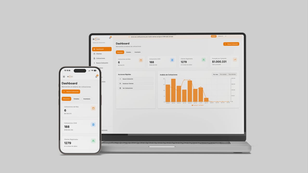 Mockup del software DCortinas OS